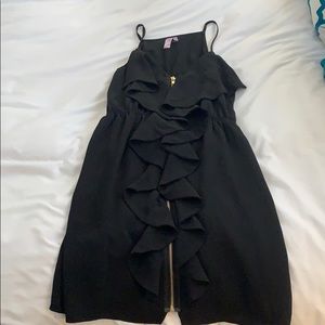 Black ruffle zipper dress